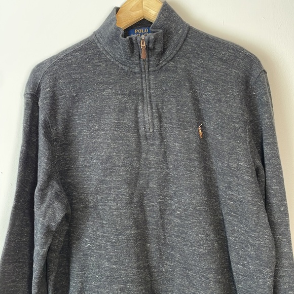 Polo by Ralph Lauren Men's Estate Rib 1/4 Zip Sweater Charcoal L - Picture 3 of 7